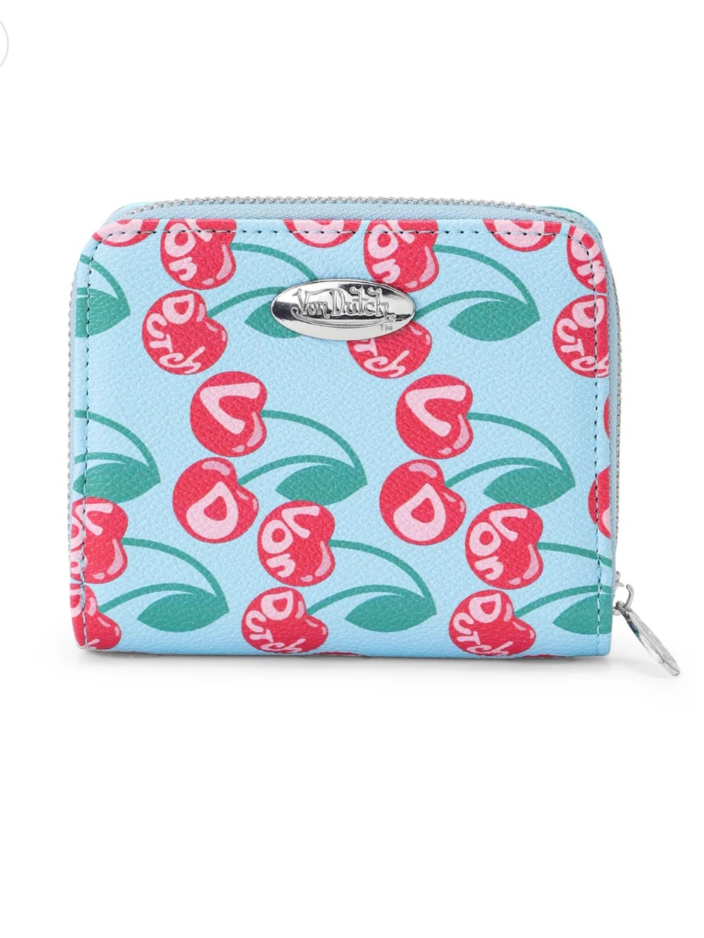 Von Dutch Light Blue Wallet with Red Cherry Print